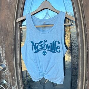 Nashville Light Blue Graphic Knot Tank Top